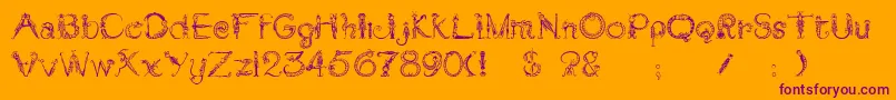 Tarantella-Schriftart – Violette Schriften auf orangefarbenem Hintergrund