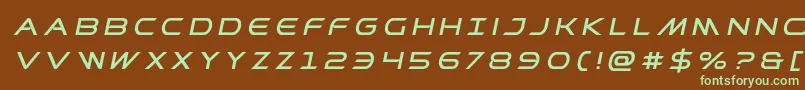 フォントPrometheantitleital – 緑色の文字が茶色の背景にあります。