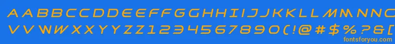 フォントPrometheantitleital – オレンジ色の文字が青い背景にあります。