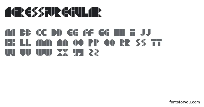 Fuente AgressivRegular - alfabeto, números, caracteres especiales