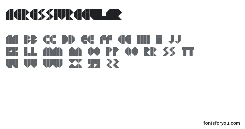 Schriftart AgressivRegular – Alphabet, Zahlen, spezielle Symbole