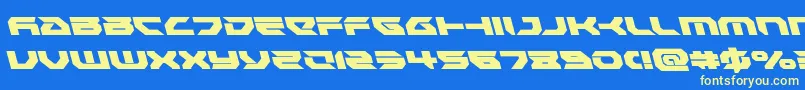 フォントRoyalsamuraileft – 黄色の文字、青い背景