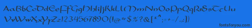 Fonte Mkarolingish – fontes pretas em um fundo azul