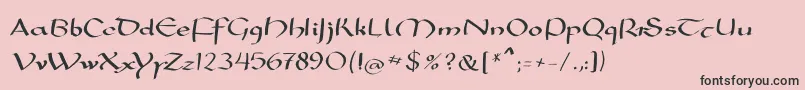 Mkarolingish-Schriftart – Schwarze Schriften auf rosa Hintergrund
