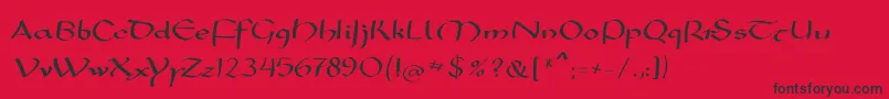 Mkarolingish-Schriftart – Schwarze Schriften auf rotem Hintergrund