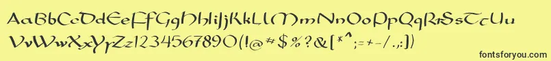 Mkarolingish-fontti – mustat fontit keltaisella taustalla