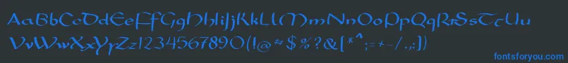 フォントMkarolingish – 黒い背景に青い文字