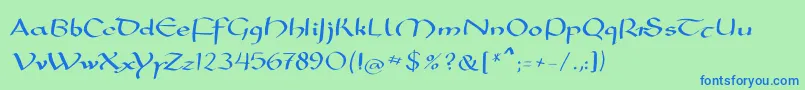 Mkarolingish-fontti – siniset fontit vihreällä taustalla