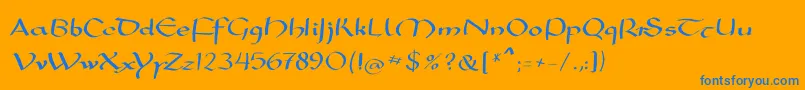 フォントMkarolingish – オレンジの背景に青い文字