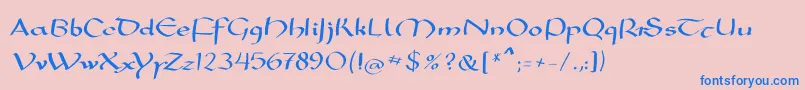 Mkarolingish-Schriftart – Blaue Schriften auf rosa Hintergrund