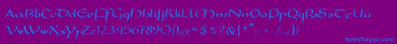 Mkarolingish-Schriftart – Blaue Schriften auf violettem Hintergrund