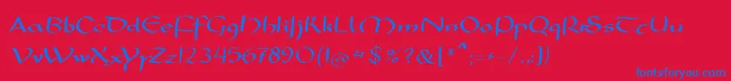Mkarolingish-Schriftart – Blaue Schriften auf rotem Hintergrund