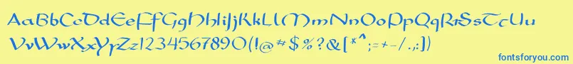 Mkarolingish-fontti – siniset fontit keltaisella taustalla