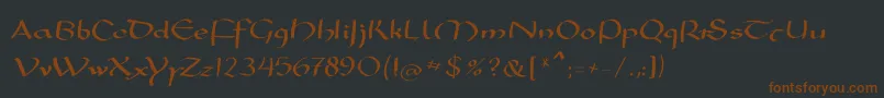 Mkarolingish-Schriftart – Braune Schriften auf schwarzem Hintergrund