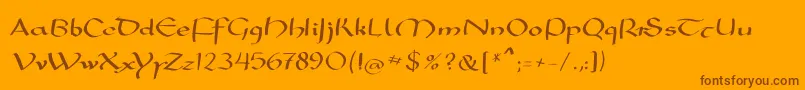 Mkarolingish-Schriftart – Braune Schriften auf orangefarbenem Hintergrund