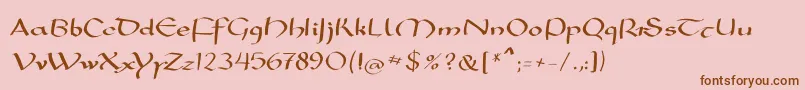 Mkarolingish-fontti – ruskeat fontit vaaleanpunaisella taustalla