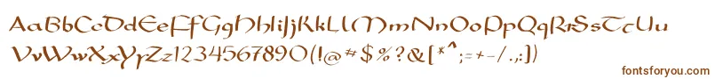 Mkarolingish-Schriftart – Braune Schriften auf weißem Hintergrund