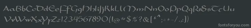 Mkarolingish-fontti – harmaat kirjasimet mustalla taustalla