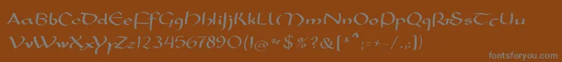 フォントMkarolingish – 茶色の背景に灰色の文字