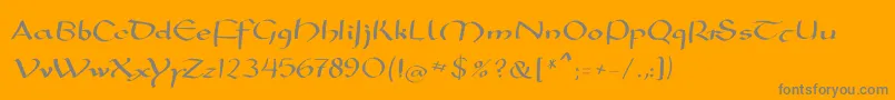 Mkarolingish-fontti – harmaat kirjasimet oranssilla taustalla