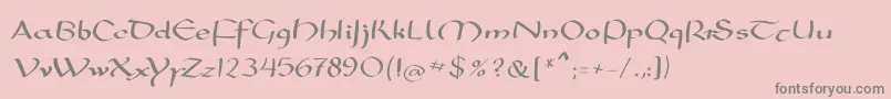 Mkarolingish-fontti – harmaat kirjasimet vaaleanpunaisella taustalla