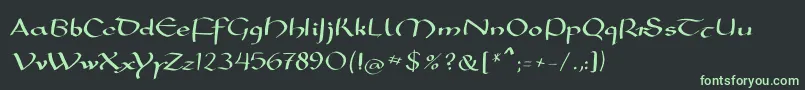 Mkarolingish-fontti – vihreät fontit mustalla taustalla