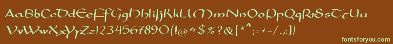 Mkarolingish Font – Green Fonts on Brown Background
