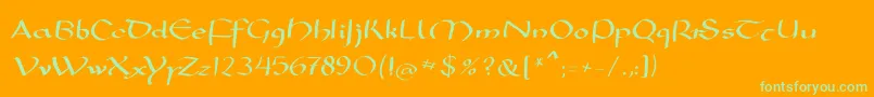 Mkarolingish Font – Green Fonts on Orange Background
