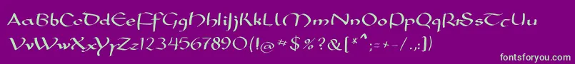Mkarolingish-fontti – vihreät fontit violetilla taustalla
