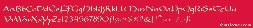 Mkarolingish-Schriftart – Grüne Schriften auf rotem Hintergrund