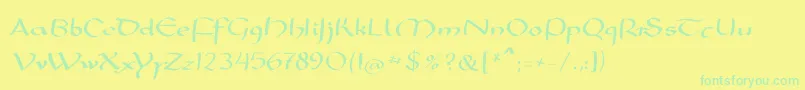 Mkarolingish-fontti – vihreät fontit keltaisella taustalla