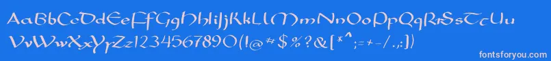 Mkarolingish-fontti – vaaleanpunaiset fontit sinisellä taustalla
