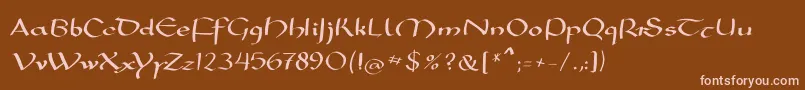 Mkarolingish-fontti – vaaleanpunaiset fontit ruskealla taustalla