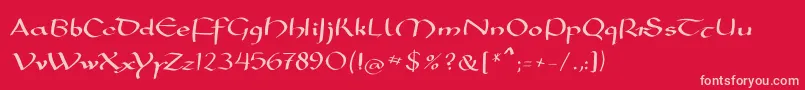 Mkarolingish-fontti – vaaleanpunaiset fontit punaisella taustalla