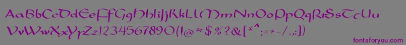 Mkarolingish-Schriftart – Violette Schriften auf grauem Hintergrund