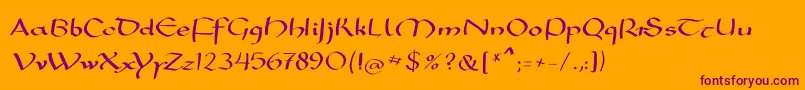 Weitere Informationen zur Mkarolingish-Schriftart Mkarolingish-Schriftart – Violette Schriften auf orangefarbenem Hintergrund