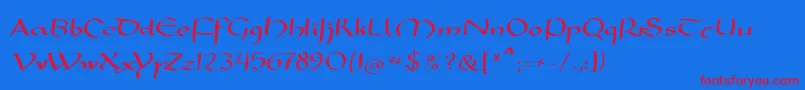 Mkarolingish-Schriftart – Rote Schriften auf blauem Hintergrund