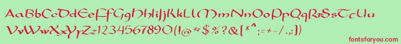 Mkarolingish-fontti – punaiset fontit vihreällä taustalla
