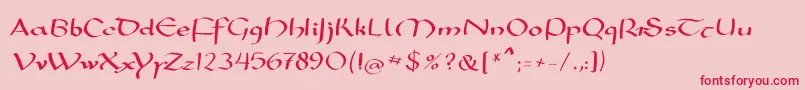 Mkarolingish-Schriftart – Rote Schriften auf rosa Hintergrund