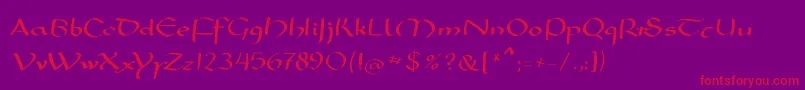 Mkarolingish-Schriftart – Rote Schriften auf violettem Hintergrund