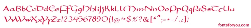 Mkarolingish-Schriftart – Rote Schriften auf weißem Hintergrund