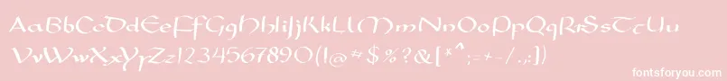 Mkarolingish-fontti – valkoiset fontit vaaleanpunaisella taustalla