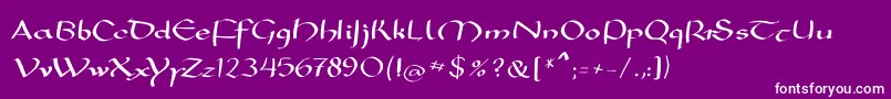 Mkarolingish-Schriftart – Weiße Schriften auf violettem Hintergrund