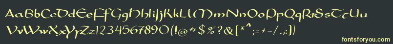Mkarolingish-fontti – keltaiset fontit mustalla taustalla