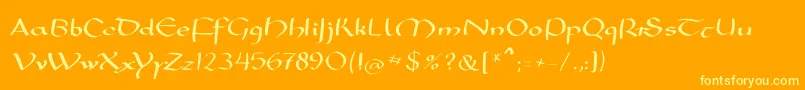 Czcionka Mkarolingish – żółte czcionki na pomarańczowym tle