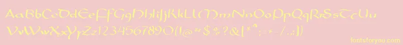 Mkarolingish-fontti – keltaiset fontit vaaleanpunaisella taustalla