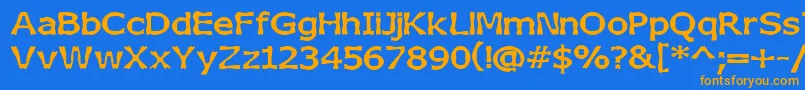 フォントBoneribbonBold – オレンジ色の文字が青い背景にあります。