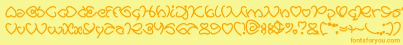 AllAboutLove Font – Orange Fonts on Yellow Background