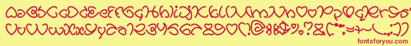 AllAboutLove Font – Red Fonts on Yellow Background