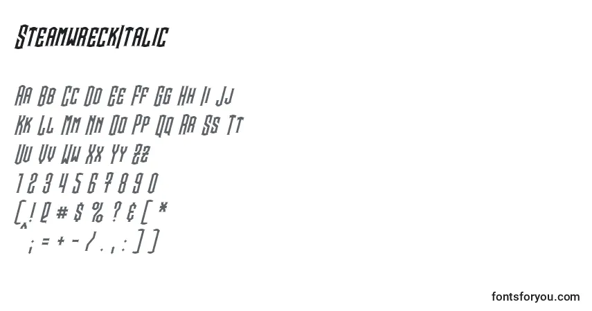 SteamwreckItalic Font – alphabet, numbers, special characters